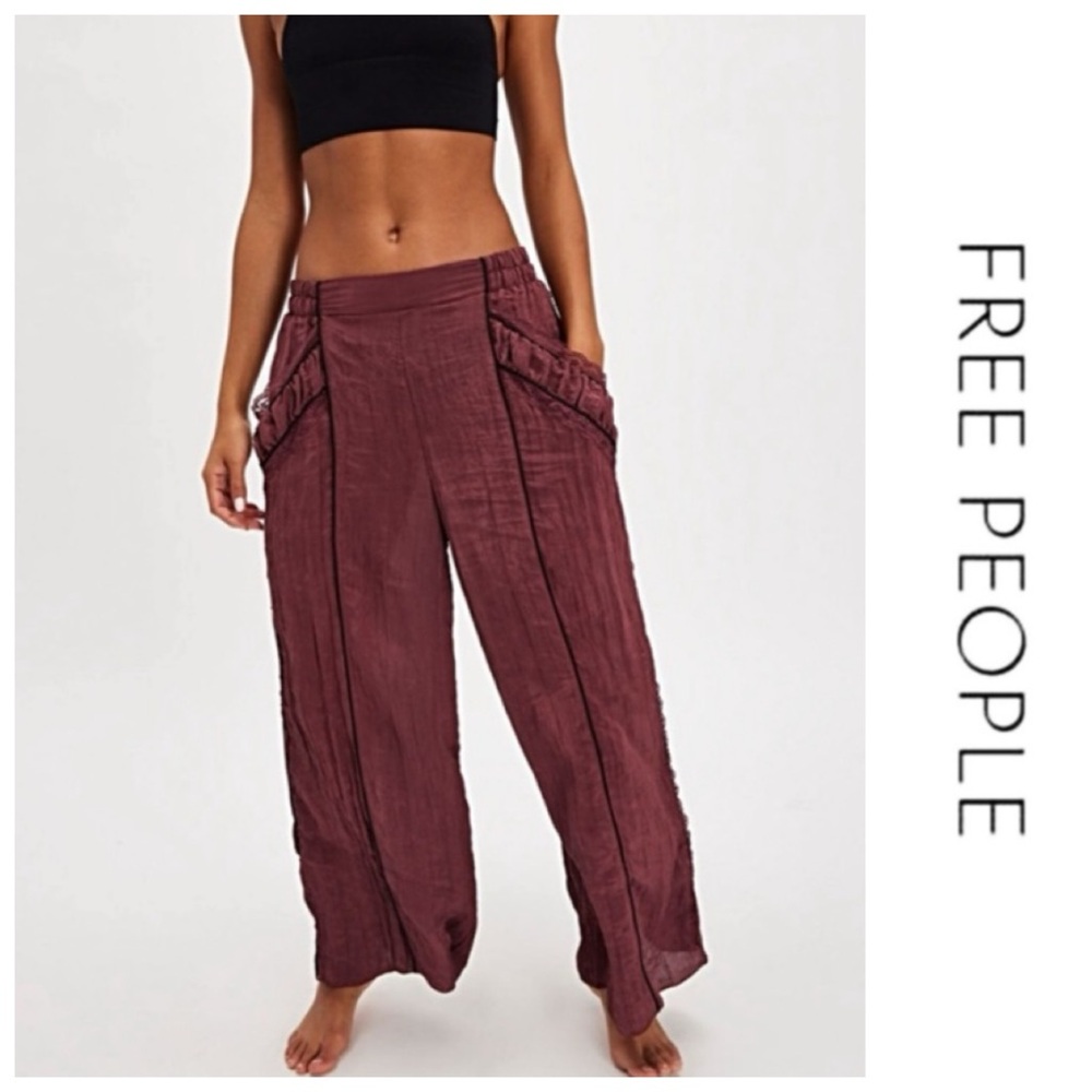 🔥NWTS-$100 FREE PEOPLE Pretty Please Pants L “Comfy/Chic” Pull-On Relaxed Pants
